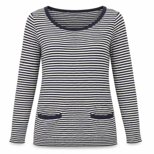 Gap Women’s Blue Striped Scoop Neck Cotton Knit Long Sleeve Jumper Size S