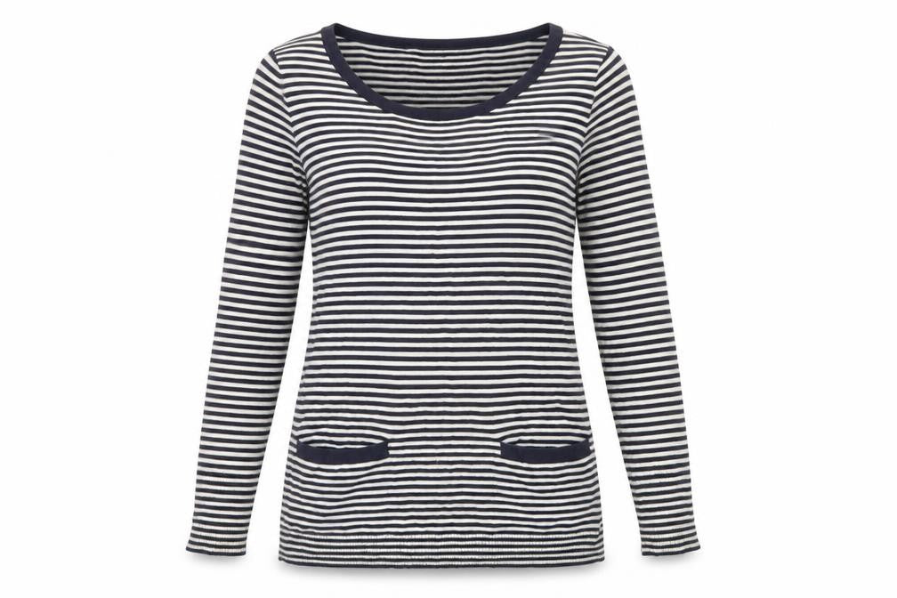 Gap Women’s Blue Striped Scoop Neck Cotton Knit Long Sleeve Jumper Size S