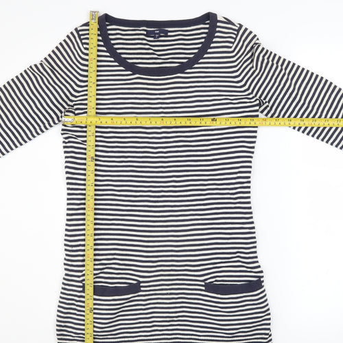 Gap Women’s Blue Striped Scoop Neck Cotton Knit Long Sleeve Jumper Size S