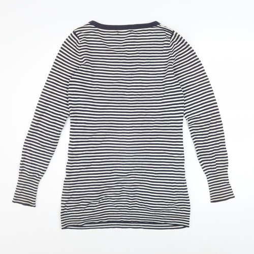 Gap Women’s Blue Striped Scoop Neck Cotton Knit Long Sleeve Jumper Size S