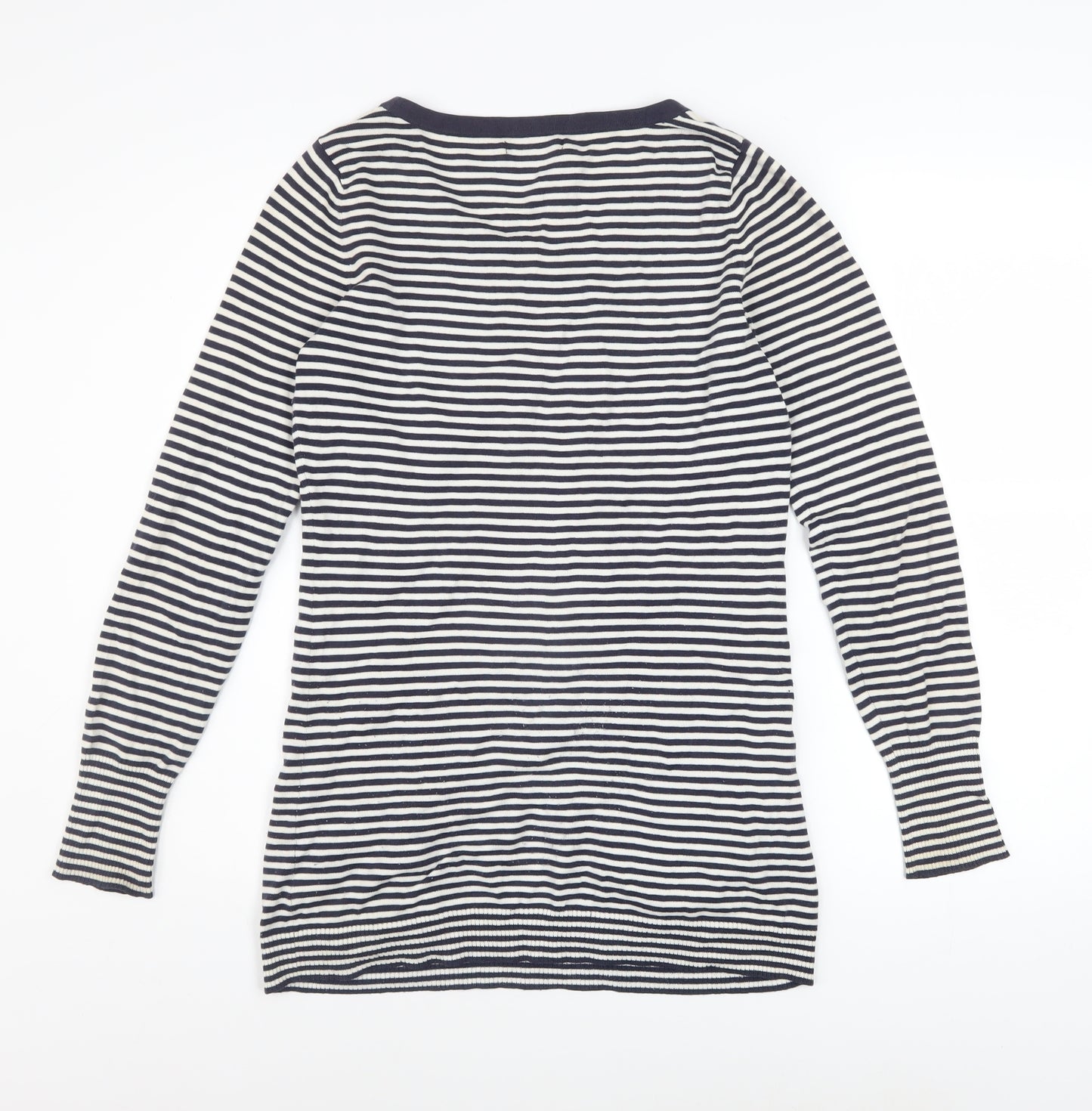 Gap Women’s Blue Striped Scoop Neck Cotton Knit Long Sleeve Jumper Size S