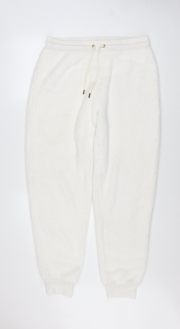 Marks and Spencer Womens White M Jogger Sweatpants Fleece Trousers