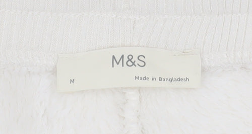 Marks and Spencer Womens White M Jogger Sweatpants Fleece Trousers