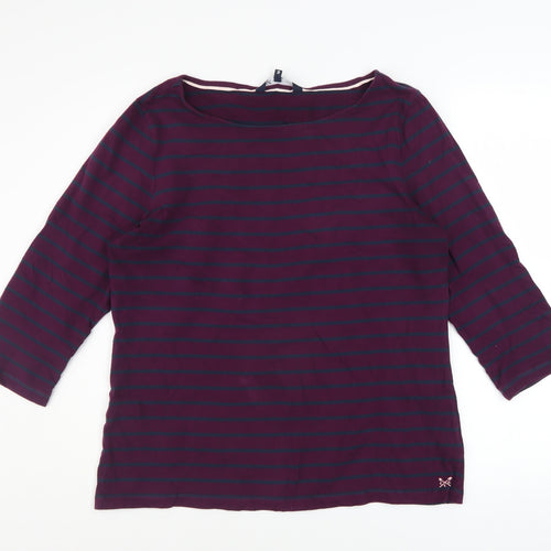 Crew Clothing Women’s Multicoloured Striped 3/4 Sleeve Cotton T-Shirt Size 16