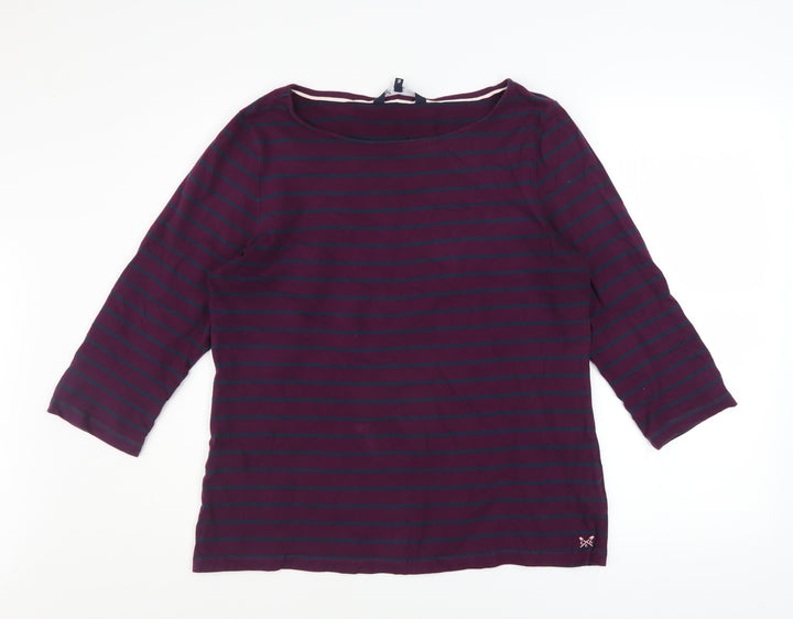 Crew Clothing Women’s Multicoloured Striped 3/4 Sleeve Cotton T-Shirt Size 16