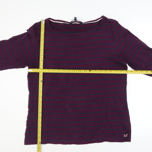 Crew Clothing Women’s Multicoloured Striped 3/4 Sleeve Cotton T-Shirt Size 16