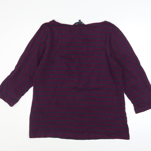 Crew Clothing Women’s Multicoloured Striped 3/4 Sleeve Cotton T-Shirt Size 16