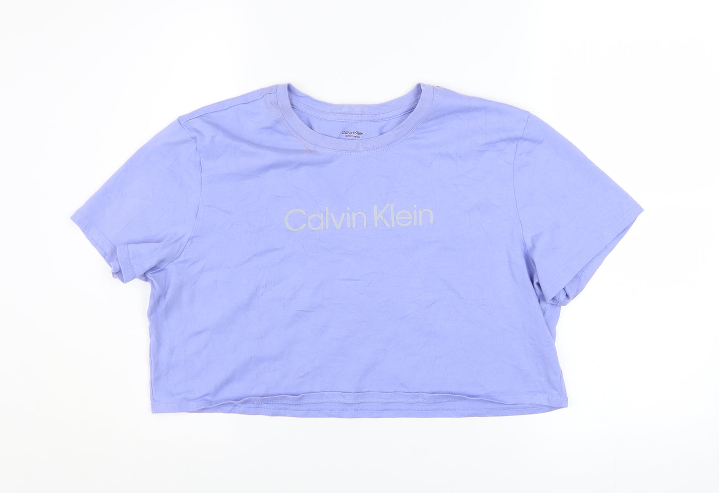 Calvin Klein Women Purple Cropped T-Shirt XL Relaxed Fit
