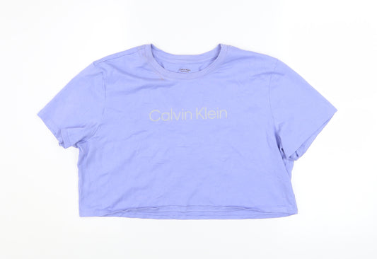 Calvin Klein Women Purple Cropped T-Shirt XL Relaxed Fit
