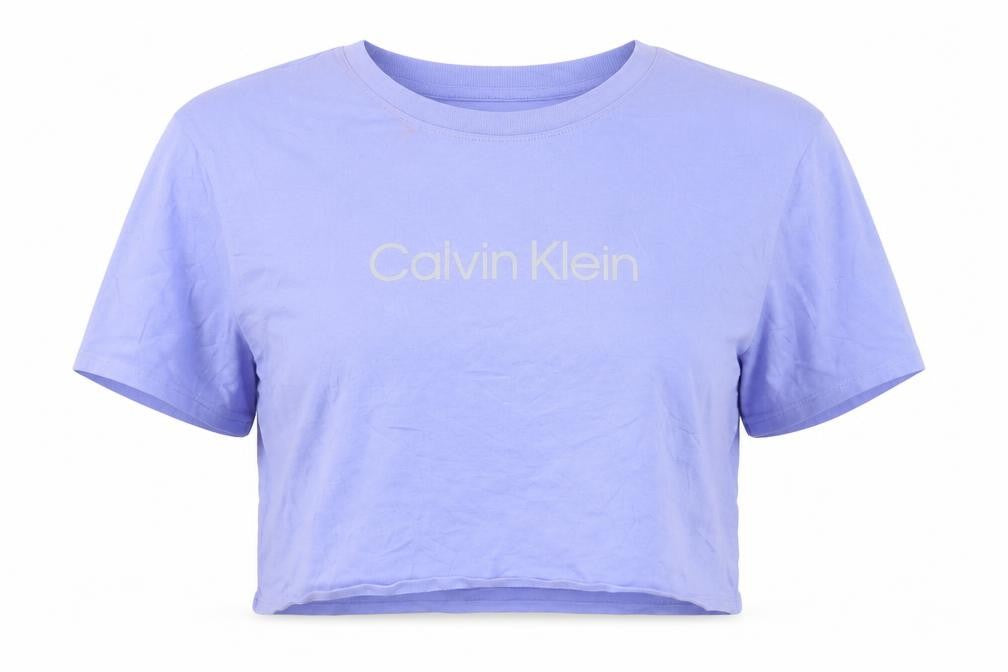 Calvin Klein Women Purple Cropped T-Shirt XL Relaxed Fit
