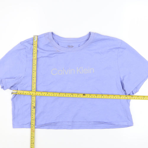 Calvin Klein Women Purple Cropped T-Shirt XL Relaxed Fit