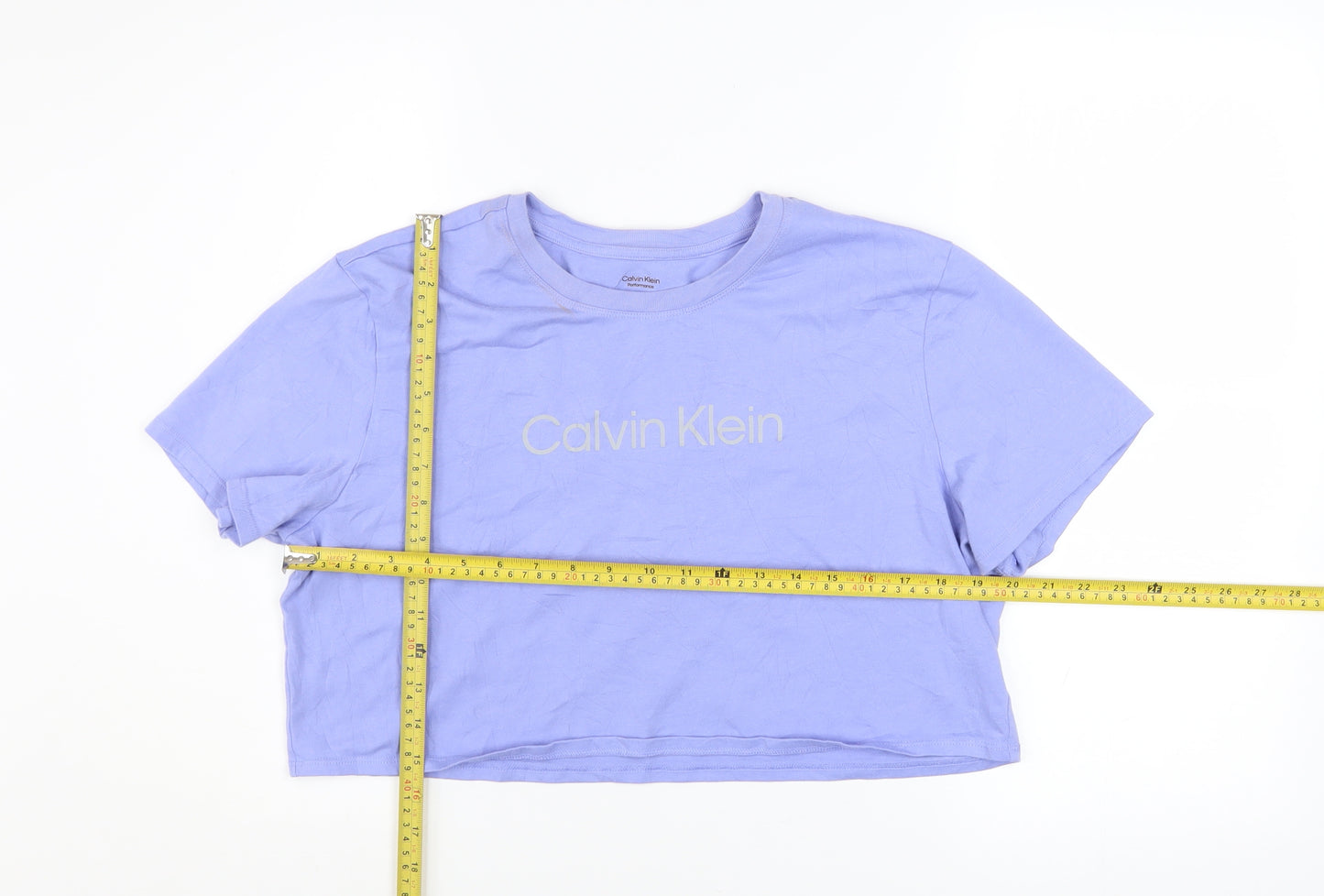Calvin Klein Women Purple Cropped T-Shirt XL Relaxed Fit