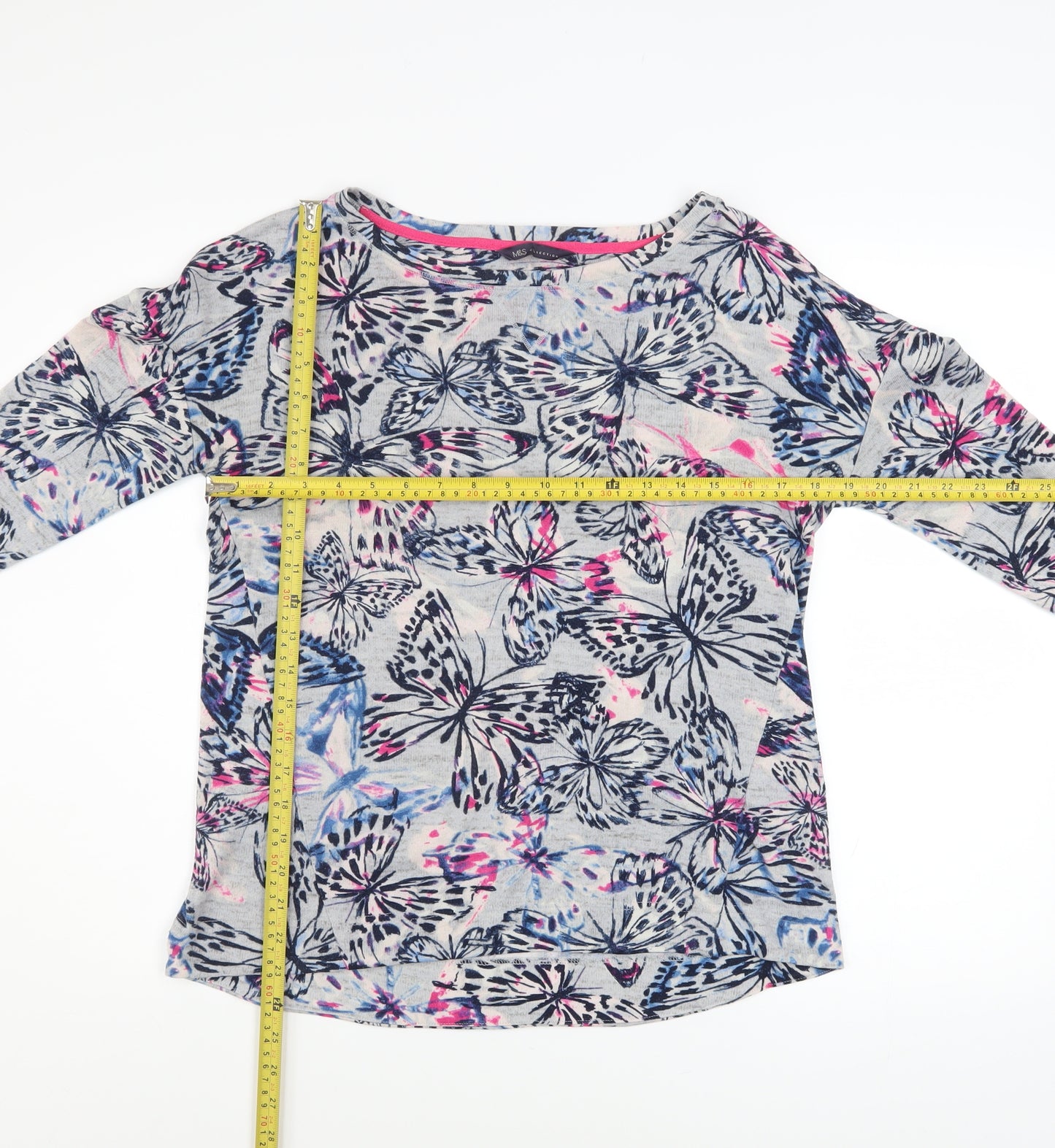 Marks and Spencer Womens Multicoloured Butterfly Jersey Jumper Size 10