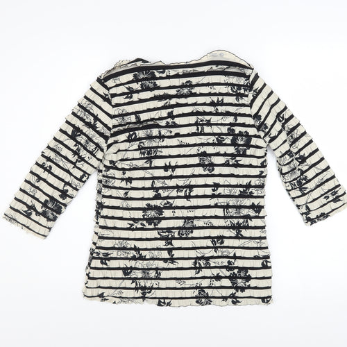 Bassini Women’s Black Floral Striped Tunic Blouse M