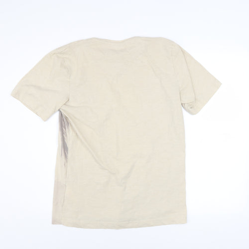 Tokyo Laundry Men's Beige Beach Print Regular Fit T-Shirt Medium