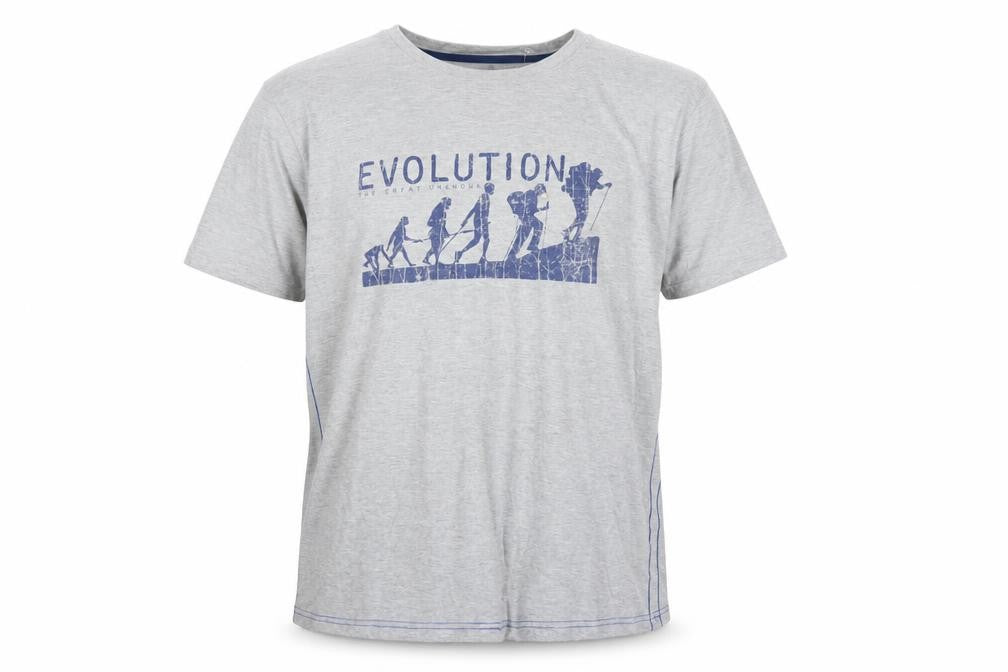 Front view of Peter Storm Men's Grey Evolution Graphic Short Sleeve T-Shirt XL