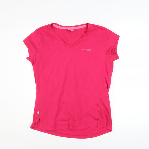 LA Gear Women’s Pink V-Neck Short Sleeve Basic T-Shirt Size 14
