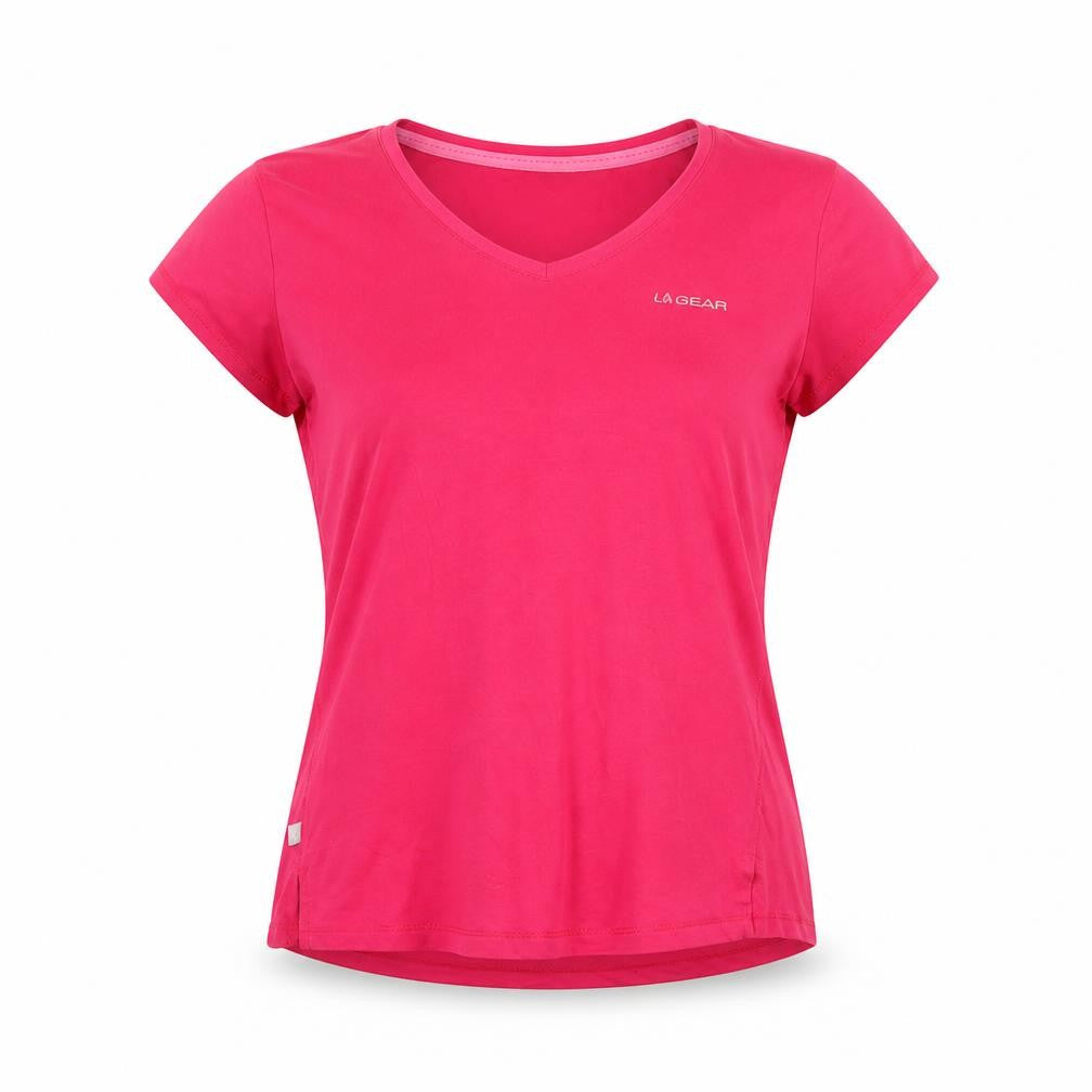 LA Gear Women’s Pink V-Neck Short Sleeve Basic T-Shirt Size 14