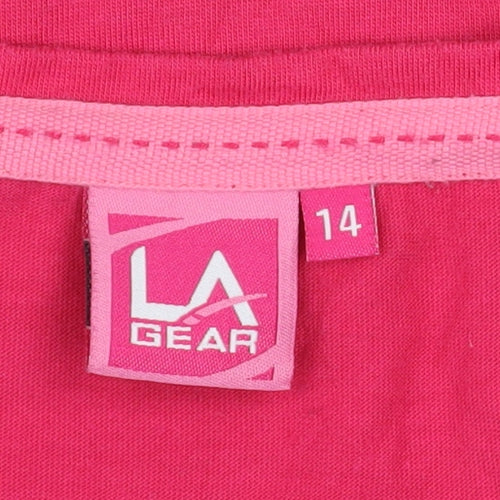 LA Gear Women’s Pink V-Neck Short Sleeve Basic T-Shirt Size 14