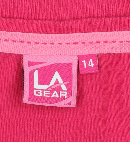 LA Gear Women’s Pink V-Neck Short Sleeve Basic T-Shirt Size 14
