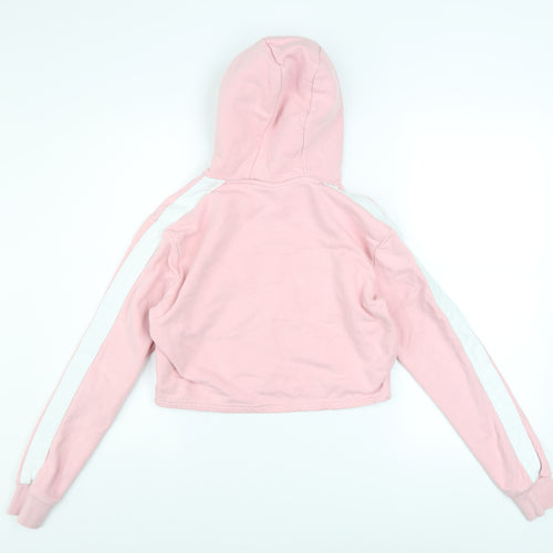 Ellesse Womens Pink Cropped Hoodie UK 10 Pullover Logo Sweatshirt