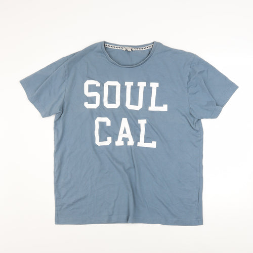 SoulCal & Co Men's Blue Graphic Print T-Shirt XL Crew Neck