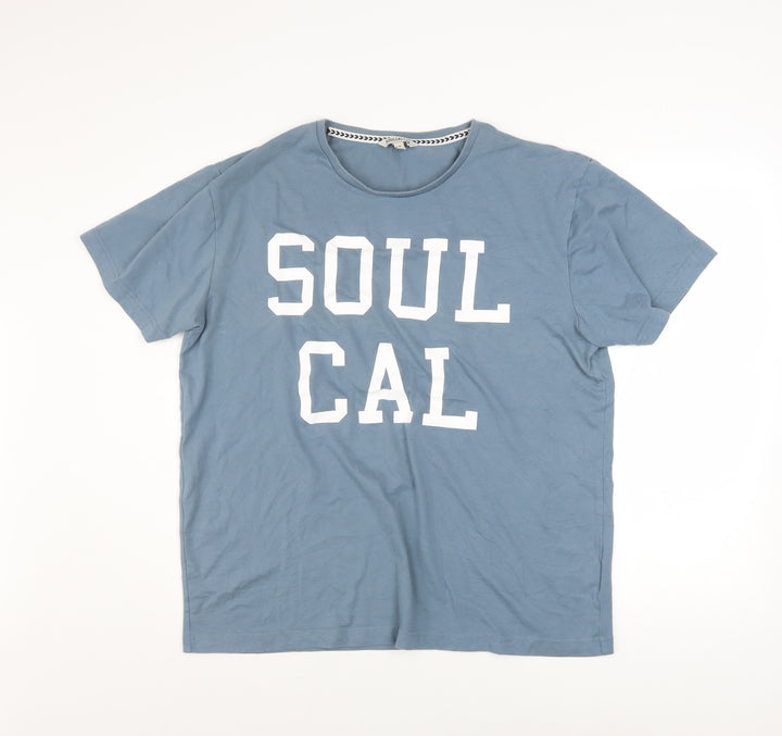 SoulCal & Co Men's Blue Graphic Print T-Shirt XL Crew Neck