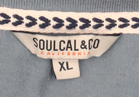 SoulCal & Co Men's Blue Graphic Print T-Shirt XL Crew Neck