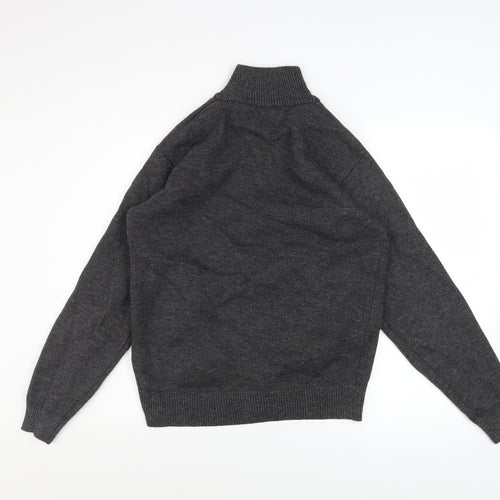 Foglie Rosse Men's Grey Wool Blend Full Zip Knit Jacket M