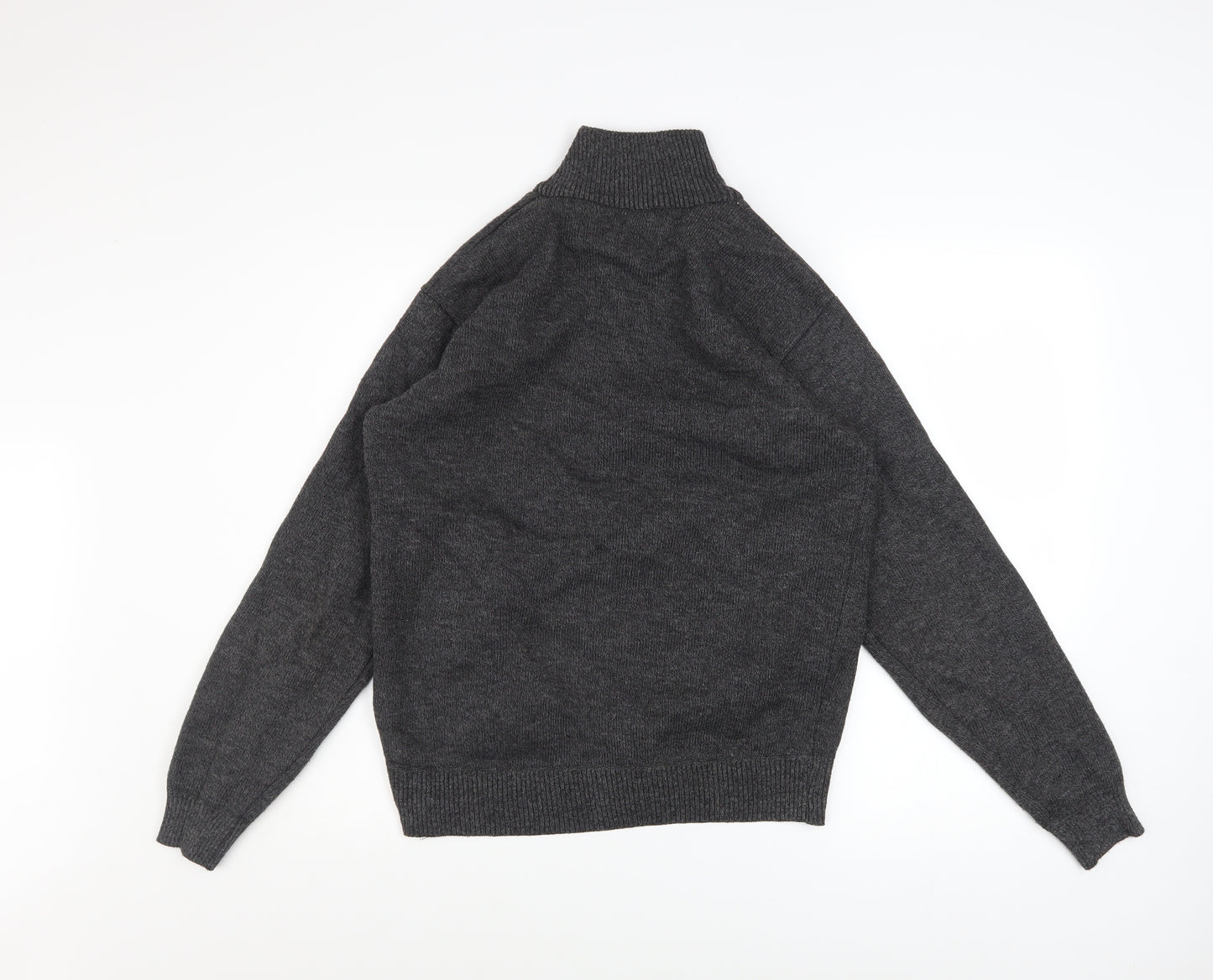 Foglie Rosse Men's Grey Wool Blend Full Zip Knit Jacket M
