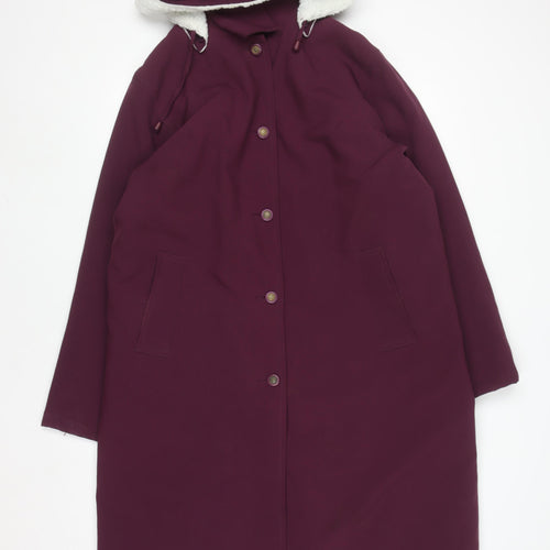 Amalina Women's Purple Hooded Long Button Coat Size 16