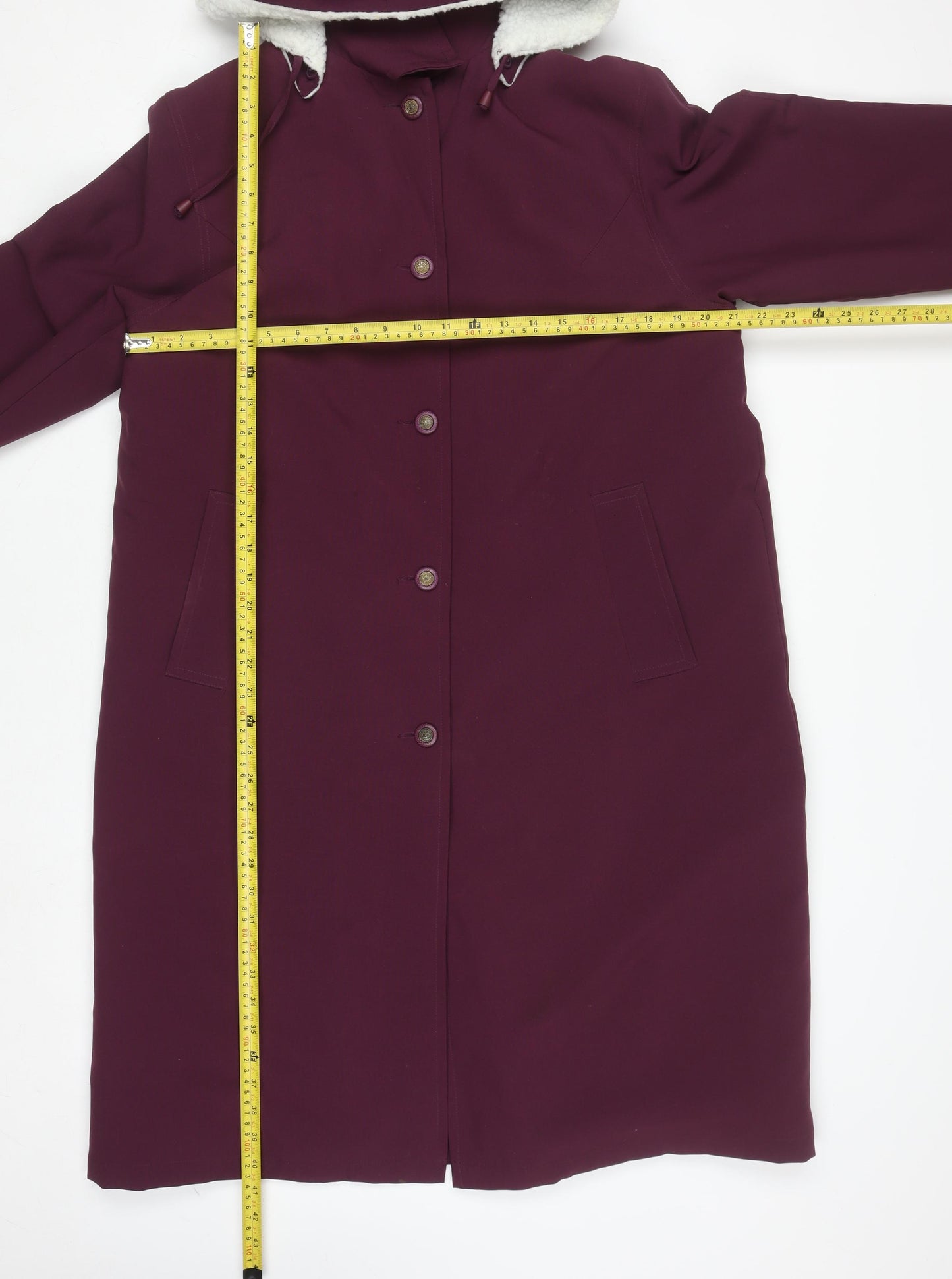 Amalina Women's Purple Hooded Long Button Coat Size 16