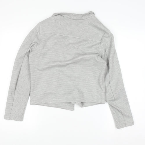 Episode Women's Grey Cropped Biker Jacket Size S Polyester Blend