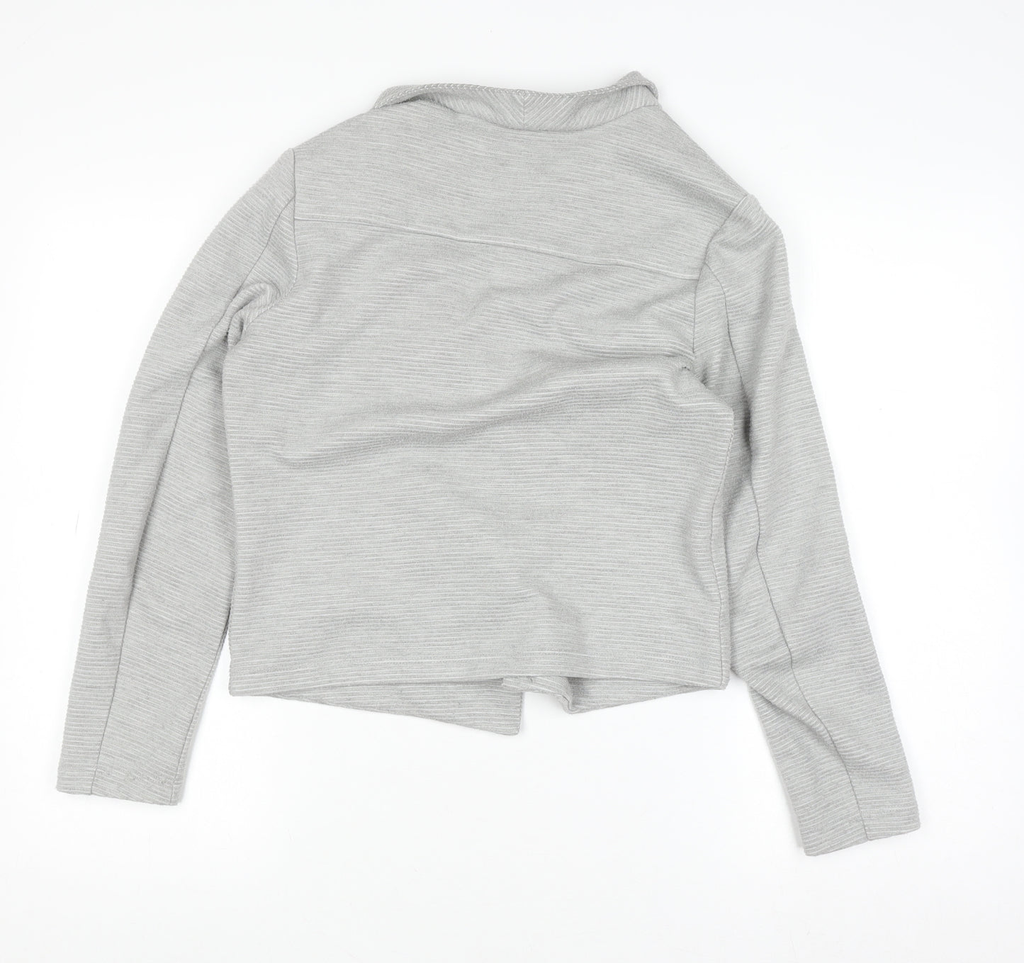 Episode Women's Grey Cropped Biker Jacket Size S Polyester Blend