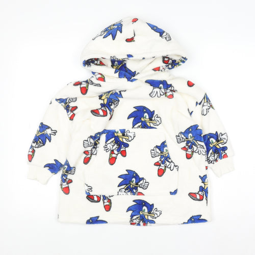 Marks and Spencer Boys White Sonic the Hedgehog Fleece Hooded Robe 3-4 Years