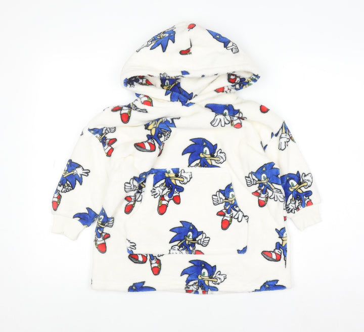 Marks and Spencer Boys White Sonic the Hedgehog Fleece Hooded Robe 3-4 Years