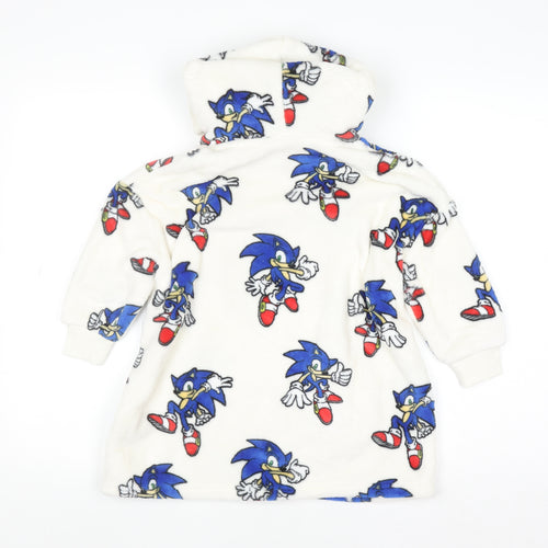 Marks and Spencer Boys White Sonic the Hedgehog Fleece Hooded Robe 3-4 Years
