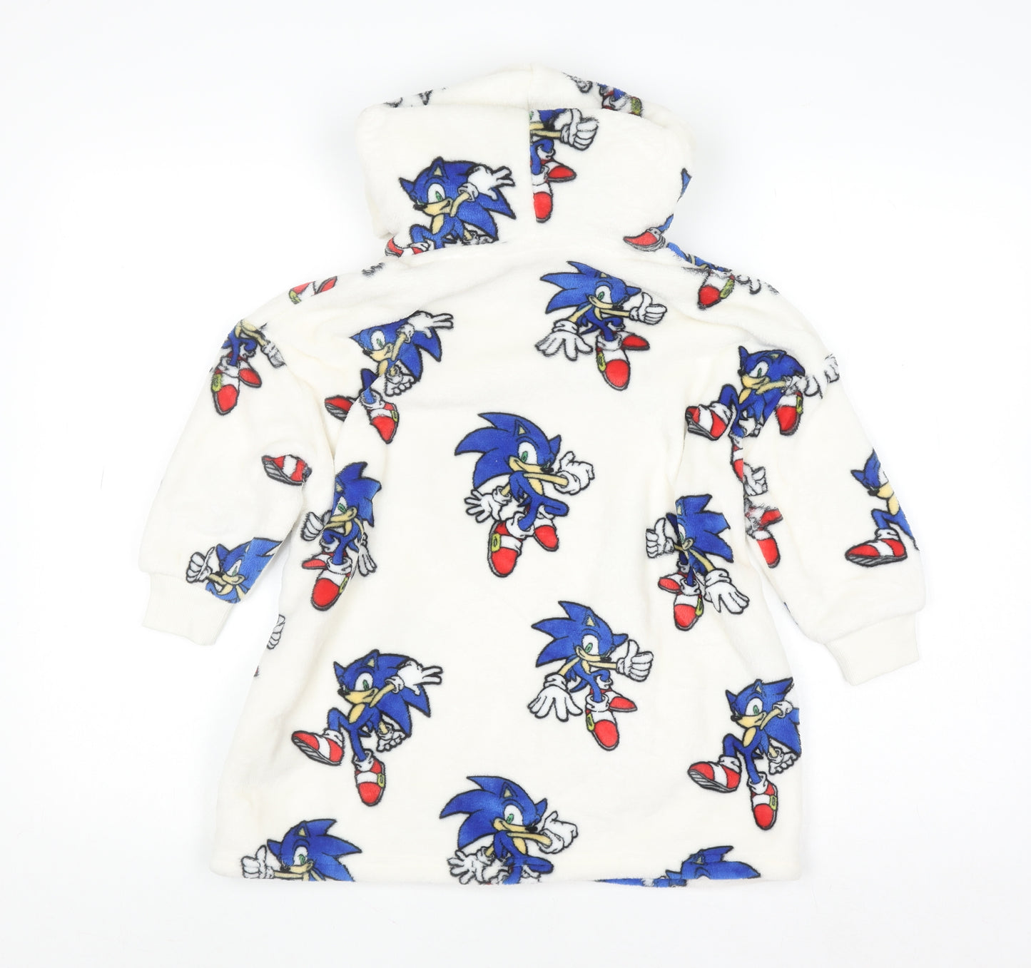 Marks and Spencer Boys White Sonic the Hedgehog Fleece Hooded Robe 3-4 Years