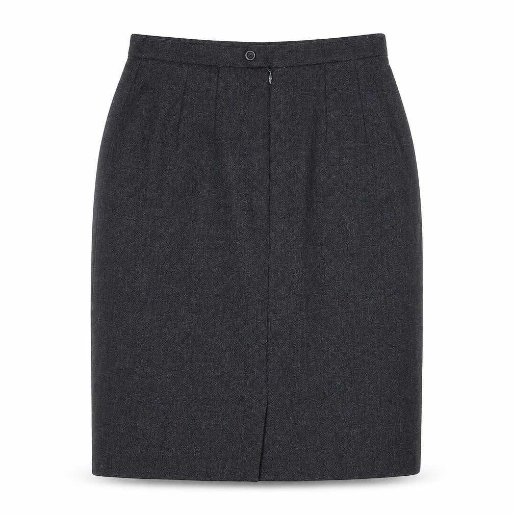 Front view of Jake Women Grey Wool Blend Pencil Skirt, size 12, Lined Workwear