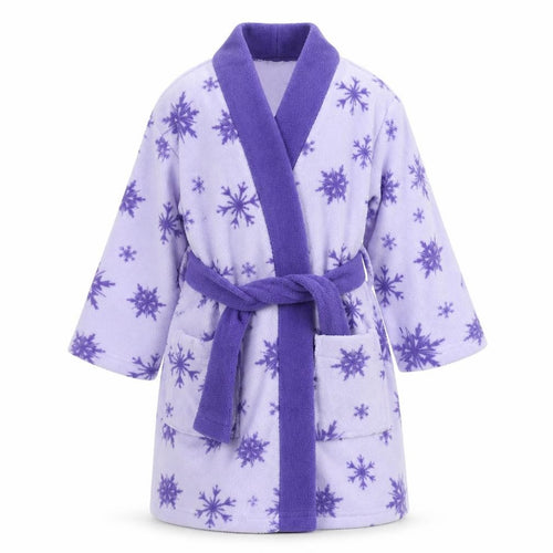 Disney Frozen Girls Purple Fleece Robe 3-4 Years Belted Long Sleeve