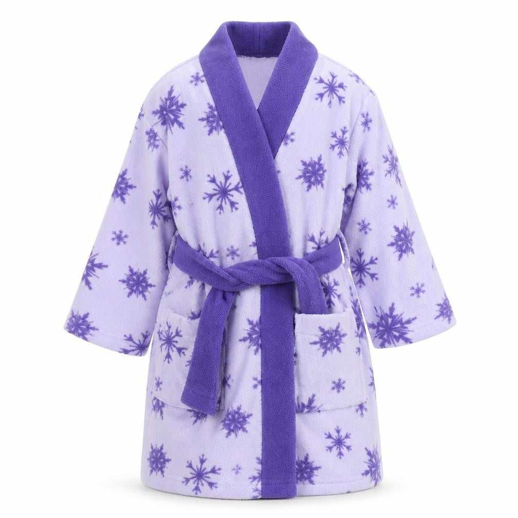 Disney Frozen Girls Purple Fleece Robe 3-4 Years Belted Long Sleeve