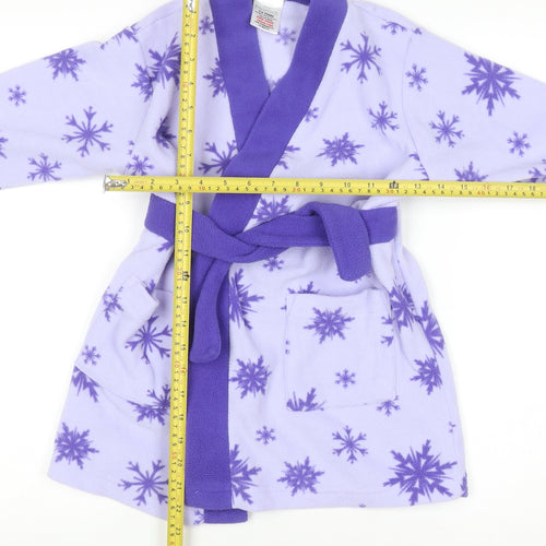 Disney Frozen Girls Purple Fleece Robe 3-4 Years Belted Long Sleeve