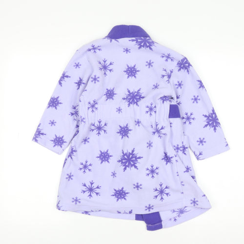 Disney Frozen Girls Purple Fleece Robe 3-4 Years Belted Long Sleeve