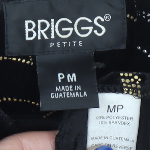 Briggs Womens Black Floral Velvet Tunic Blouse Petite M