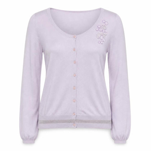 Episode Women's Purple Beaded Cardigan in Medium Size - Lightweight Knit