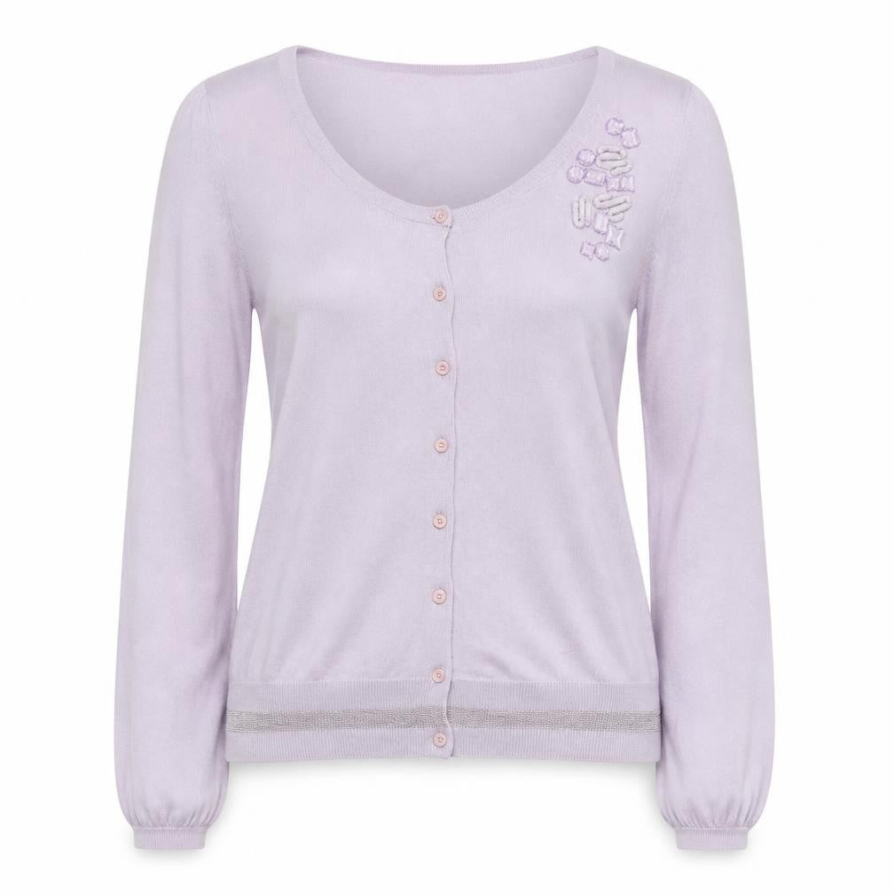 Episode Women's Purple Beaded Cardigan in Medium Size - Lightweight Knit
