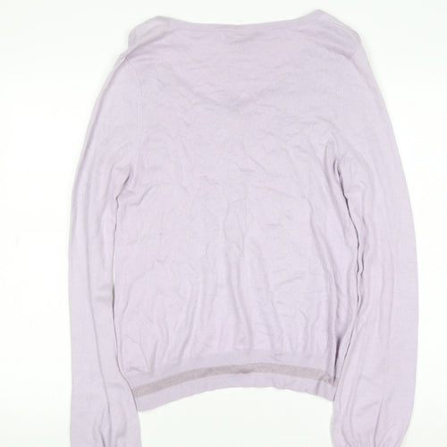 Episode Women's Purple Beaded Cardigan in Medium Size - Lightweight Knit