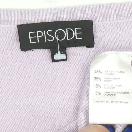 Episode Women's Purple Beaded Cardigan in Medium Size - Lightweight Knit