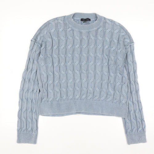 New Look Women Blue Cable-Knit Cotton Jumper Size M