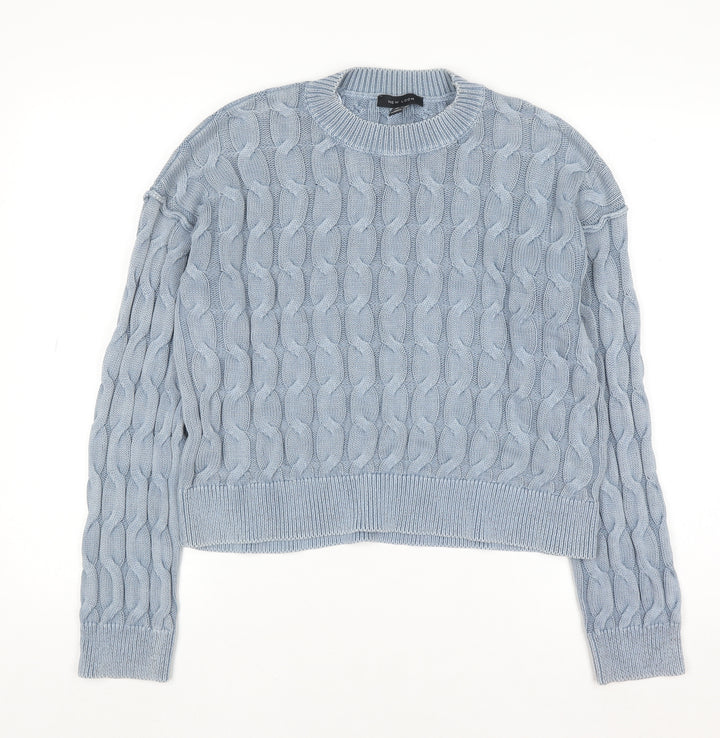 New Look Women Blue Cable-Knit Cotton Jumper Size M